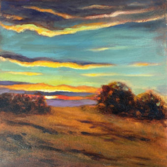 California Sunrise (Rolling Hills) 12x12 oil on canvas by Lil Chrzan
