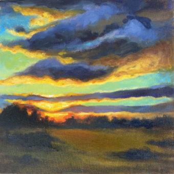 Desert Sunrise #1 12x12 oil on canvas by Lil Chrzan