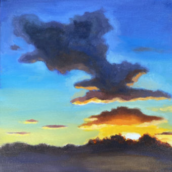 Desert Sunrise #3 12x12 oil on canvas by Lil Chrzan