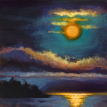 Moon Over Mayne 12x12 oil on canvas